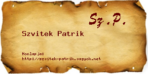 Szvitek Patrik névjegykártya